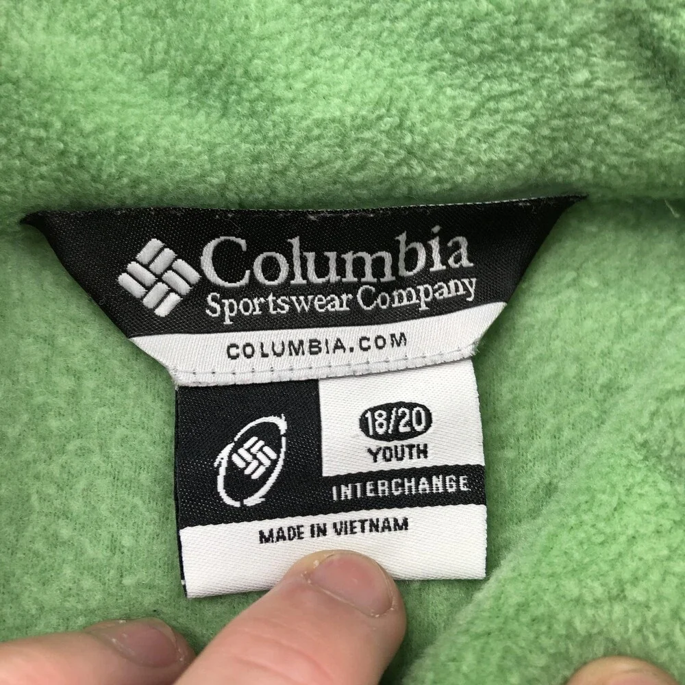 Columbia Jacket Youth XL 18/20 Green Fleece Full Zip Outdoor Hiking Warm